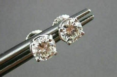 ESTATE 1.05CT ROUND DIAMOND 14KT WHITE GOLD SCREW BACK STUD EARRINGS H VS #22340