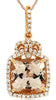 2.20CT DIAMOND & AAA MORGANITE 14K ROSE GOLD 3D CUSHION & ROUND FLOATING PENDANT