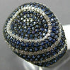 ESTATE WIDE 2.56CT DIAMOND & AAA SAPPHIRE 14K WHITE GOLD 3D OVAL MICRO PAVE RING