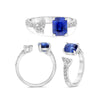 2.15CT DIAMOND & AAA SAPPHIRE 18KT WHITE GOLD EMERALD CUT & PEAR SHAPE LOVE RING