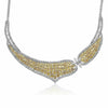 ESTATE EXTRA LARGE 32CT WHITE & FANCY YELLOW DIAMOND 18K 2 TONE GOLD 3D NECKLACE