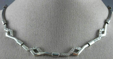 ANTIQUE 1CT DIAMOND 14K WHITE GOLD 3D CLASSIC LINK ITALIAN NECKLACE #15797