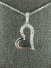 ESTATE .20CT DIAMOND 18KT WHITE GOLD 3D SIDEWAYS HEART FLOATING LOVE PENDANT