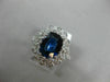 ESTATE LARGE 3.53CT DIAMOND & AAA SAPPHIRE 14KT WHITE GOLD OVAL ENGAGEMENT RING