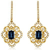 1.57CT DIAMOND & AAA SAPPHIRE 14KT YELLOW GOLD 3D OPEN FILIGREE HANGING EARRINGS