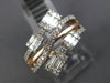 ESTATE .69CT DIAMOND 14KT WHITE & ROSE GOLD 3D MULTI ROW CRISS CROSS FUN RING