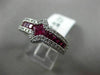 ESTATE 1.57CT DIAMOND & AAA RUBY 18KT WHITE GOLD 3D SIDEWAYS SQUARE PROMISE RING