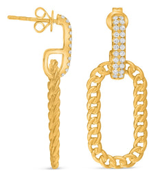 .41CT DIAMOND 14KT YELLOW GOLD 3D OPEN OVAL CUBAN LOVE KNOT FUN HANGING EARRINGS