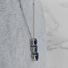 7.49CT DIAMOND & AAA SAPPHIRE 18KT WHITE GOLD PEAR SHAPE & ROUND LARIAT NECKLACE