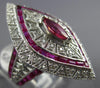 ESTATE EXTRA LARGE 3.88CT DIAMOND & AAA RUBY 14KT WHITE GOLD MARQUISE SHAPE RING