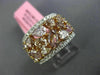 GIA LARGE 5.11CT MULTI COLOR DIAMOND 18K 2 TONE GOLD 3D CLUSTER ANNIVERSARY RING