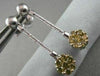 ESTATE ROUND HANGING 14K W GOLD YELLOW DIAMOND EARRINGS