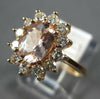 ESTATE 1.75CT DIAMOND & AAA MORGANITE 14KT ROSE GOLD 3D OVAL FLOWER LOVE RING