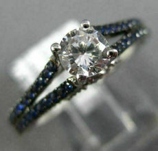 ESTATE .73CT DIAMOND & AAA SAPPHIRE 14KT WHITE GOLD 3D FILIGREE ENGAGEMENT RING