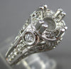 ESTATE LARGE .57CT DIAMOND 18KT WHITE GOLD FILIGREE SEMI MOUNT ENGAGEMENT RING
