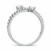 ESTATE .58CT DIAMOND 14KT WHITE GOLD CLASSIC ROUND BYPASS CRISS CROSS LOVE RING