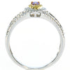 .49CT WHITE PINK & FANCY YELLOW DIAMOND 18K WHITE ROSE GOLD HALO ENGAGEMENT RING