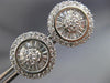 ESTATE LARGE CZ 14KT WHITE GOLD CLASSIC MULTI ROW CLUSTER STUD EARRINGS  #21692