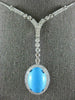 ANTIQUE 8.95CT DIAMOND & AAA TURQUOISE 14K WHITE GOLD OVAL LARIAT NECKLACE #2555