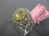 ESTATE 2.27CT MULTI COLOR DIAMOND 18K 2 TONE GOLD 3D OVAL FLOWER ENGAGEMENT RING