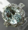 LARGE 4.05CT DIAMOND & AAA OVAL AQUAMARINE 14K WHITE GOLD FLOWER ENGAGEMENT RING