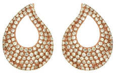 ESTATE .65CT DIAMOND 14KT ROSE GOLD 3D CLASSIC OPEN TEAR DROP HANGING EARRINGS