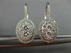 ESTATE LARGE 2.60CT DIAMOND 18KT WHITE GOLD 3D CLUSTER OVAL HANGING EARRINGS