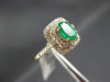 ESTATE 4.32CT DIAMOND & AAA EMERALD 14KT YELLOW GOLD DOUBLE HALO ENGAGEMENT RING