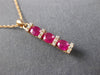 ESTATE .88CT DIAMOND & AAA RUBY 14KT ROSE GOLD 3D PAST PRESENT FUTURE PENDANT
