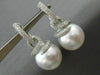 ESTATE LARGE 1.6CT DIAMOND & AAA SOUTH SEA PEARL 18K WHITE GOLD HANGING EARRINGS