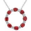 1.95CT DIAMOND & AAA RUBY 14K WHITE GOLD 3D OVAL & ROUND CIRCLE OF LIFE NECKLACE