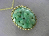 ANTIQUE AAA JADE 14KT YELLOW GOLD 3D HANDCRAFTED OVAL FLOWER FILIGREE PIN BROOCH