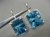ESTATE LARGE 16.48CT DIAMOND BLUE TOPAZ 14KT GOLD HALO FILIGREE HANGING EARRINGS
