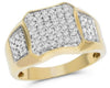 WIDE .96CT DIAMOND 14KT YELLOW GOLD 3D MULTI ROW SQUARE OCTAGON FUN MEN'S RING