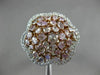 ESTATE EXTRA LARGE 2.70CT WHITE & PINK DIAMOND 18KT 2 TONE GOLD 3D FLOWER RING