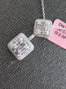 1.41CT DIAMOND 18KT WHITE GOLD ROUND & BAGUETTE SQUARE CLUSTER FLOATING PENDANT
