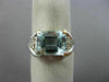 LARGE 3.32CT DIAMOND & AAA AQUAMARINE 14K 2 TONE GOLD TRIANGULAR ENGAGEMENT RING