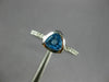 ESTATE .65CT DIAMOND & AAA TRILLION CUT BLUE TOPAZ 14K WHITE GOLD BEZEL FUN RING