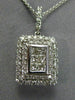 ESTATE LARGE 1CT DIAMOND 14K WHITE GOLD RECTANGULAR FILIGREE DOUBLE HALO PENDANT
