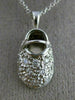 ESTATE .25 DIAMOND 14K WHITE GOLD BABY GIRL SHOE FLOATING PENDANT & CHAIN #19097