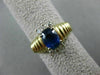 ESTATE 1.44CT DIAMOND & AAA OVAL SAPPHIRE 14KT 2TONE GOLD ENGAGEMENT RING #22056