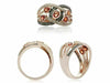 LARGE 5.11CT MULTI COLOR DIAMOND & AAA ORANGE SAPPHIRE 14KT ROSE GOLD WOVEN RING