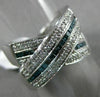 ESTATE LARGE .60CT WHITE & BLUE DIAMOND 14K WHITE GOLD CRISS CROSS LOVE FUN RING