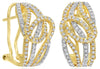 WIDE .77CT DIAMOND 14KT YELLOW GOLD MULTI ROW LOVE KNOT CLIP ON HANGING EARRINGS