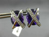 ESTATE LARGE 11.45CT DIAMOND & AAA AMETHYST 14KT WHITE GOLD OVAL X STUD EARRINGS