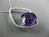 ESTATE EXTRA LARGE 7.01CT DIAMOND & AAA AMETHYST 14K WHITE GOLD FLOATING PENDANT
