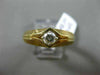 ESTATE .23CT DIAMOND 14KT YELLOW GOLD 3D MATTE & SHINY SOLITAIRE GYPSY MENS RING
