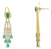 LARGE 3.60CT DIAMOND & AAA EMERALD 18KT YELLOW GOLD MULTI SHAPE HANGING EARRINGS