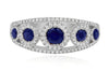 1.0CT DIAMOND & AAA SAPPHIRE 14KT WHITE GOLD 3D CLASSIC 5 STONE ANNIVERSARY RING