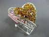 EXTRA LARGE 3.90CT WHITE & FANCY YELLOW DIAMOND 18K 2 TONE GOLD HEART LOVE RING